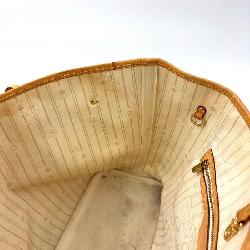 Louis Vuitton Neverfull MM Damier Azure Damier Azure Leather × PVC White Tote