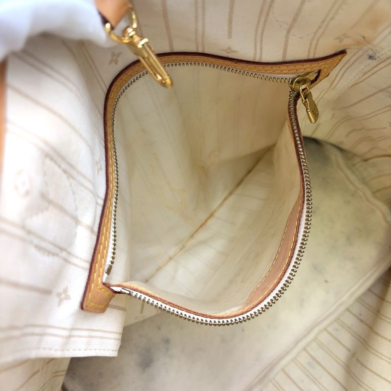 Louis Vuitton Neverfull MM Damier Azure Damier Azure Leather × PVC White Tote