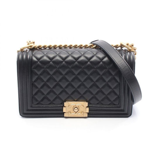 Chanel Shoulder Bag Boy Chanel A67086 Black Caviar Skin (grained Calf) Boy