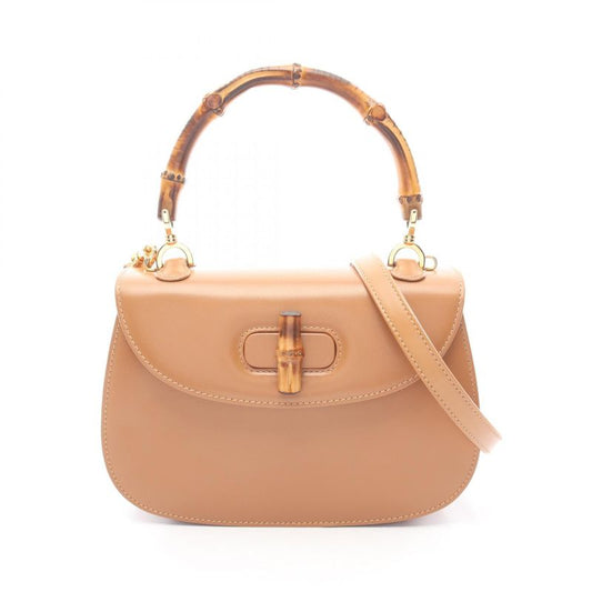 Gucci Handbag Bamboo 00020460188 Camel Leather Bamboo 2way Shoulder Ladies Used