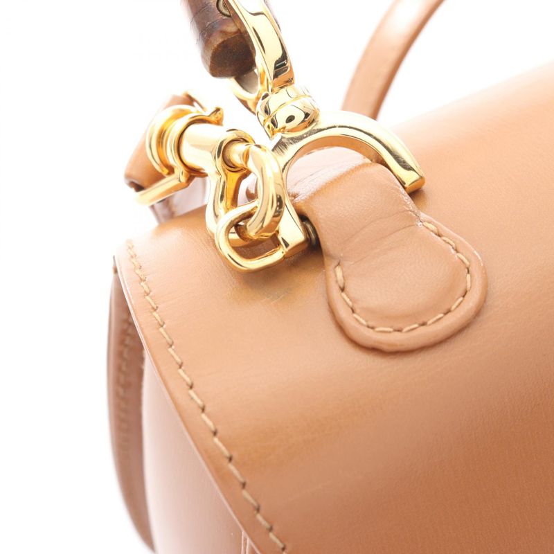Gucci Handbag Bamboo 00020460188 Camel Leather Bamboo 2way Shoulder Ladies Used