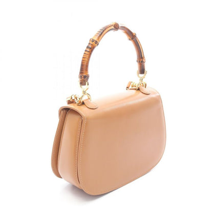 Gucci Handbag Bamboo 00020460188 Camel Leather Bamboo 2way Shoulder Ladies Used