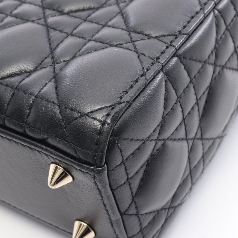 Dior Handbag Lady Dior Small Cannage Black Leather Lady Dior Cannage 2way Tote