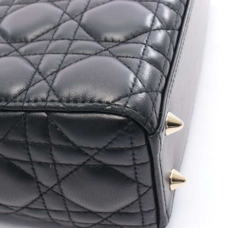 Dior Handbag Lady Dior Small Cannage Black Leather Lady Dior Cannage 2way Tote