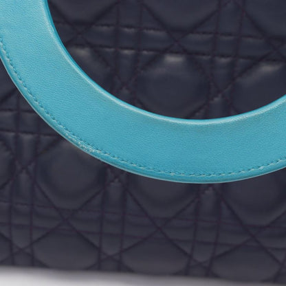 Dior Handbag LADY DIOR Cannage Magenta Navy Blue Gris Leather Lady Dior Cannage