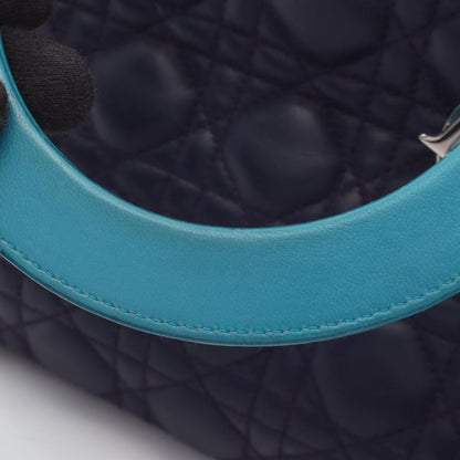 Dior Handbag LADY DIOR Cannage Magenta Navy Blue Gris Leather Lady Dior Cannage