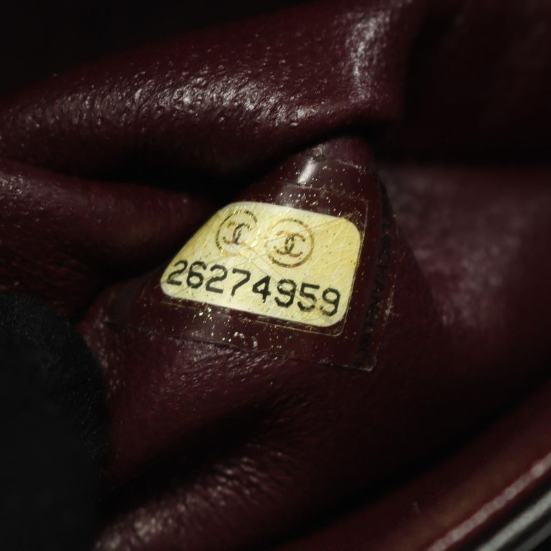 Chanel Shoulder Bag Chevron V Stitch Double Flap Black Lambskin Sheep