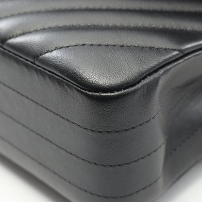 Chanel Shoulder Bag Chevron V Stitch Double Flap Black Lambskin Sheep