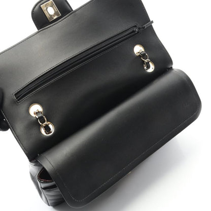 Chanel Shoulder Bag Chevron V Stitch Double Flap Black Lambskin Sheep