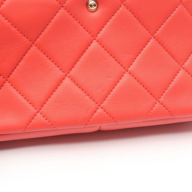 Chanel Shoulder Bag Large Flap Quilted As1353 Orange Lambskin Sheep