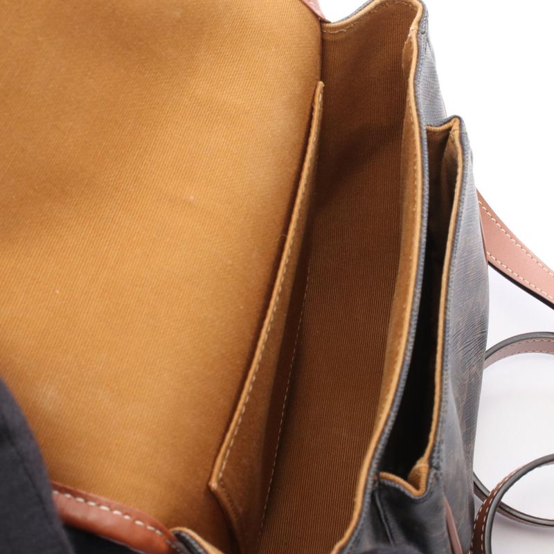 Celine Shoulder Bag Folco Medium Bag Triomphe 191502 Black Brown PVC Coated