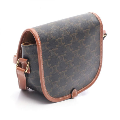 Celine Shoulder Bag Folco Medium Bag Triomphe 191502 Black Brown PVC Coated