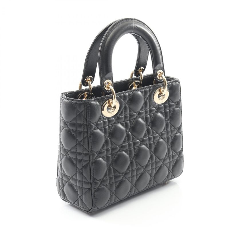 Dior Handbag LADY DIOR MY Abcdior Lady Dior Small Cannage Black Leather Lady