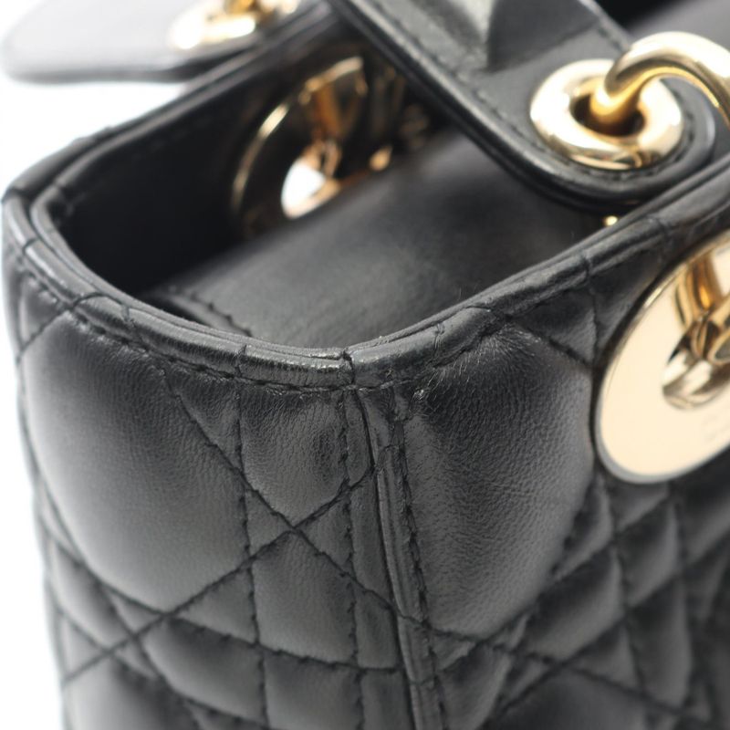 Dior Handbag LADY DIOR MY Abcdior Lady Dior Small Cannage Black Leather Lady