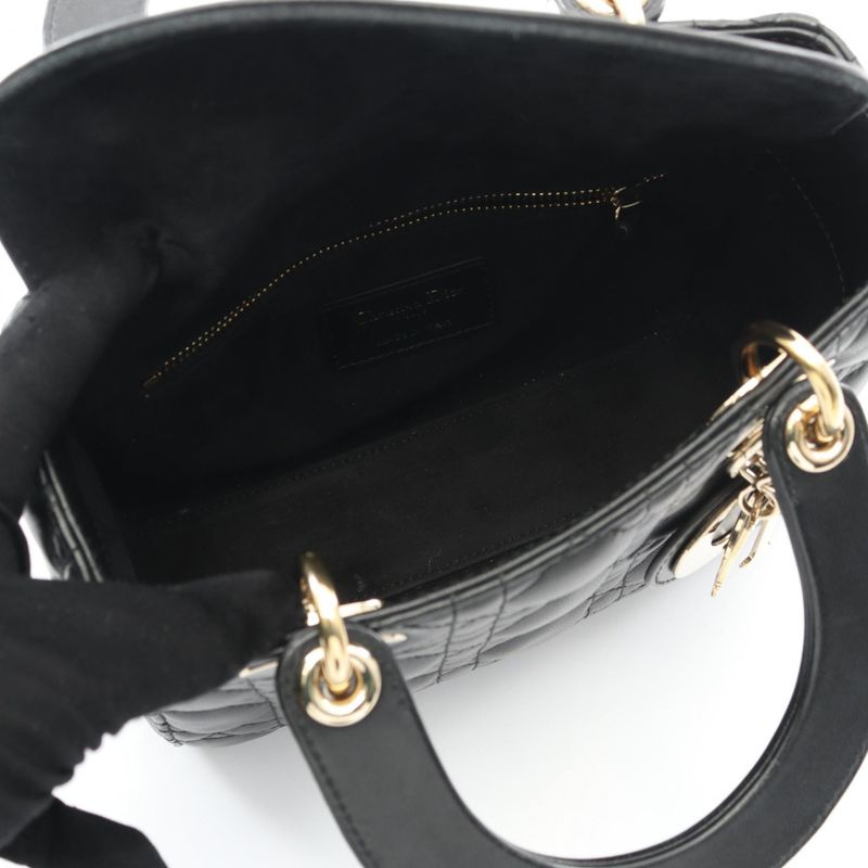 Dior Handbag LADY DIOR MY Abcdior Lady Dior Small Cannage Black Leather Lady