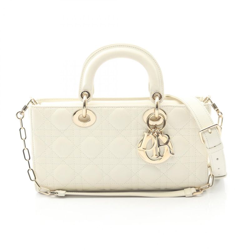 Dior Handbag Lady D-joy Medium Cannage M0540onge White Leather LADY D-joy Bag