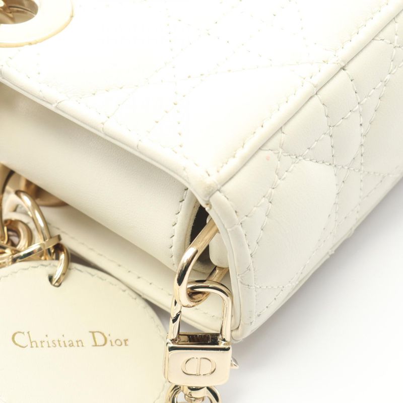 Dior Handbag Lady D-joy Medium Cannage M0540onge White Leather LADY D-joy Bag