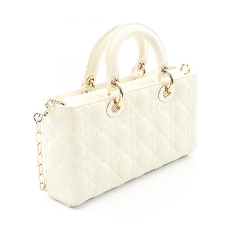 Dior Handbag Lady D-joy Medium Cannage M0540onge White Leather LADY D-joy Bag