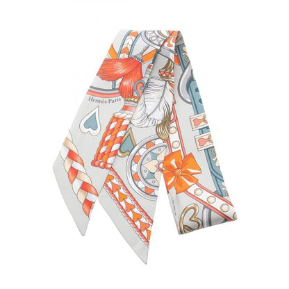 Hermes Scarf Twilly Harnais DE Coeur Silk Twilly Ladies Used A
