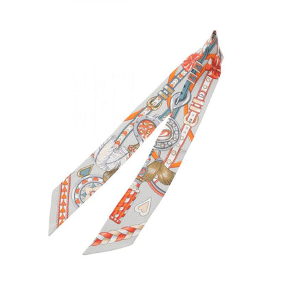 Hermes Scarf Twilly Harnais DE Coeur Silk Twilly Ladies Used A
