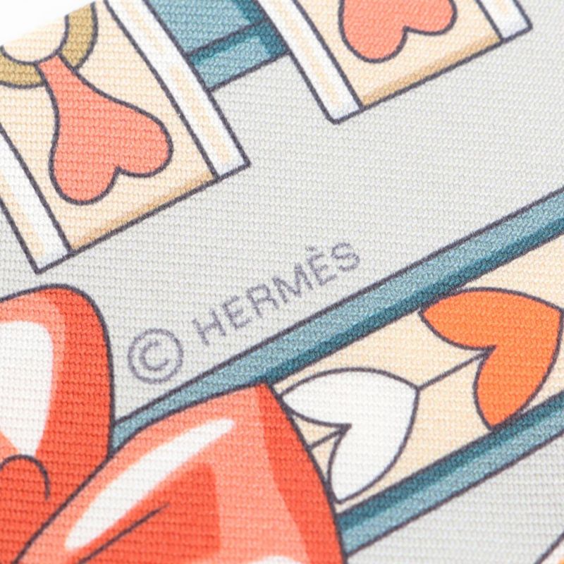 Hermes Scarf Twilly Harnais DE Coeur Silk Twilly Ladies Used A
