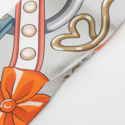 Hermes Scarf Twilly Harnais DE Coeur Silk Twilly Ladies Used A