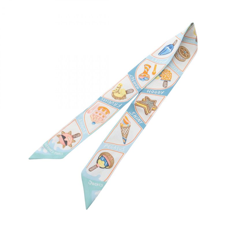 Hermes Scarf Twilly Funny Ice Cream Silk Twilly Ladies Used A