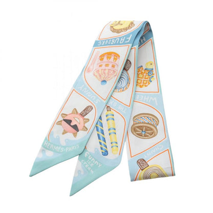 Hermes Scarf Twilly Funny Ice Cream Silk Twilly Ladies Used A