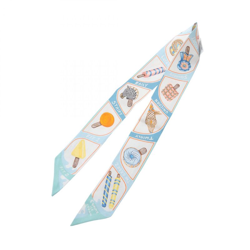 Hermes Scarf Twilly Funny Ice Cream Silk Twilly Ladies Used A