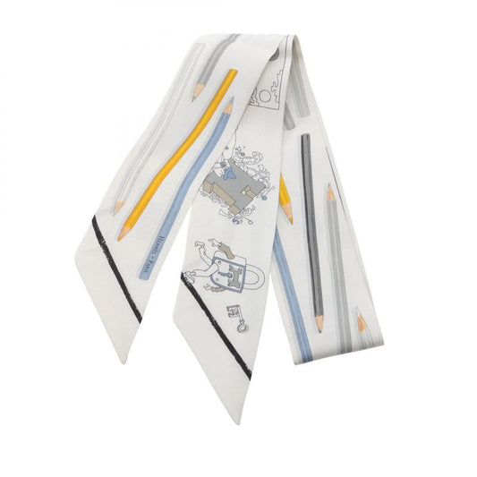 Hermes Scarf Twilly A VOS Crayons Silk Twilly Ladies Used A