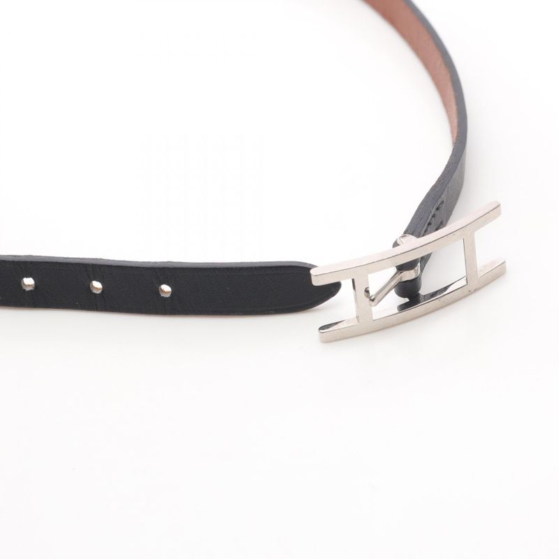 Hermes Bracelet Api3 Long Stainless Steel Leather Bracelet Women's Used A