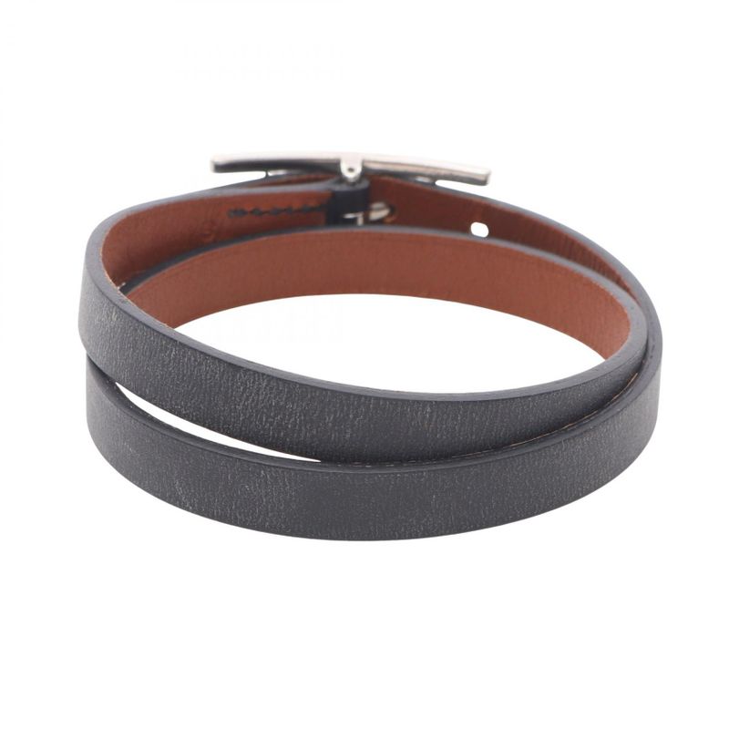 Hermes Bracelet Api3 Long Stainless Steel Leather Bracelet Women's Used A