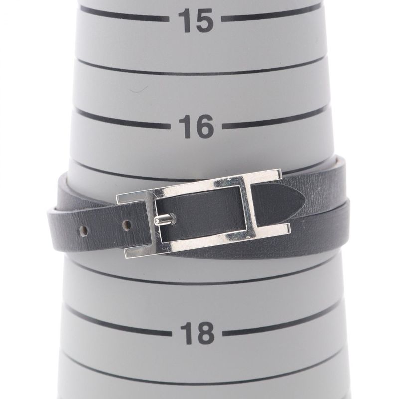 Hermes Bracelet Api3 Long Stainless Steel Leather Bracelet Women's Used A