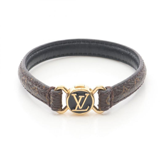 Louis Vuitton Bracelet LV Click It Monogram Leather GP (gold Plated) Bangle