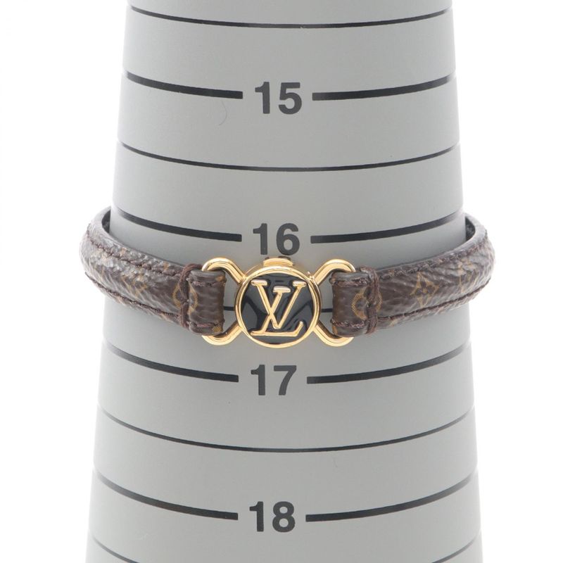 Louis Vuitton Bracelet LV Click It Monogram Leather GP (gold Plated) Bangle