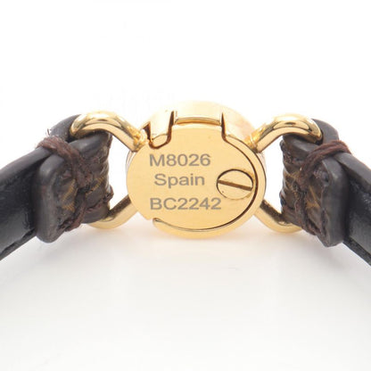 Louis Vuitton Bracelet LV Click It Monogram Leather GP (gold Plated) Bangle