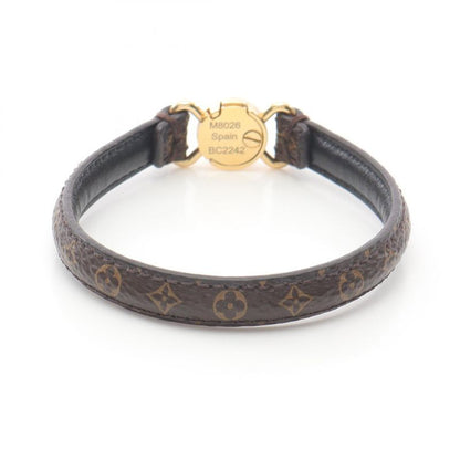 Louis Vuitton Bracelet LV Click It Monogram Leather GP (gold Plated) Bangle