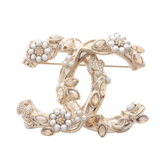 Chanel Brooch Cocomark Gold GP (gold Plated) Cocomark Pearl Brooch Ladies Used A