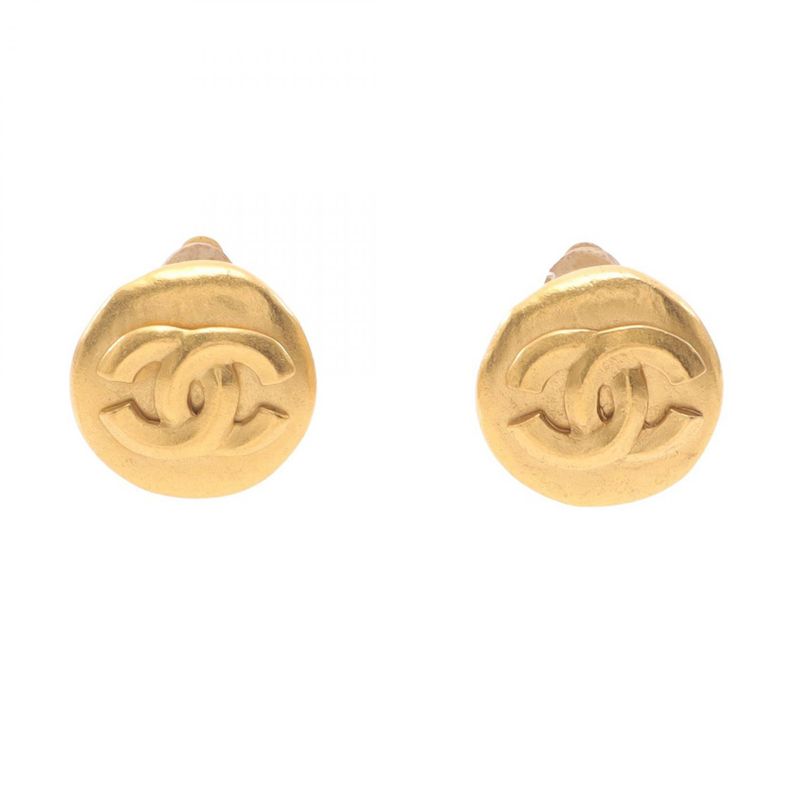 Chanel Earring Coco Mark 96P GP (gold Plated) Coco Mark Earring Ladies Used A