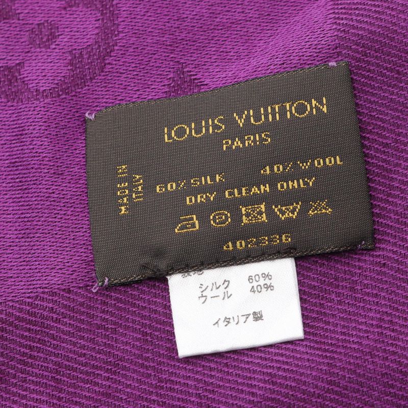 Louis Vuitton Shawl Monogram Silk Wool Shawl Women's Used A