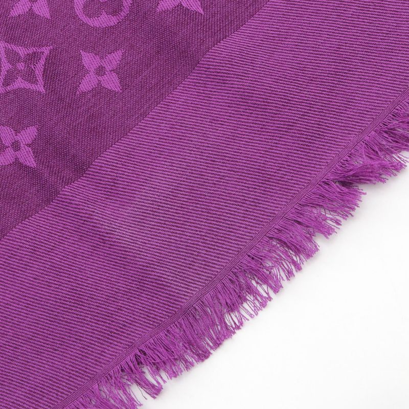 Louis Vuitton Shawl Monogram Silk Wool Shawl Women's Used A