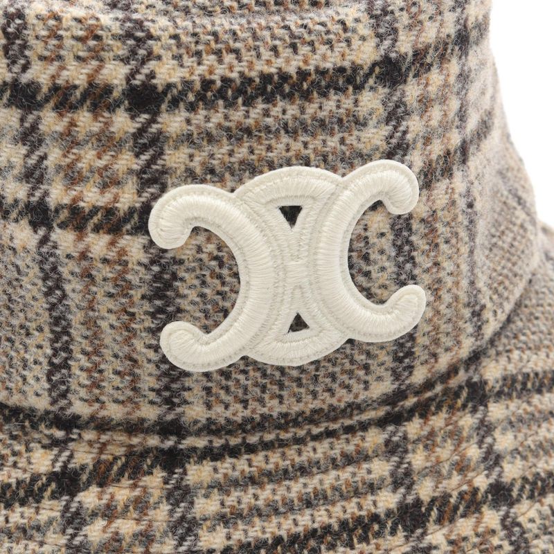 Celine Hat Triomphe Bucket 2aue5471s Beige Wool Bucket Hat Women's Used A