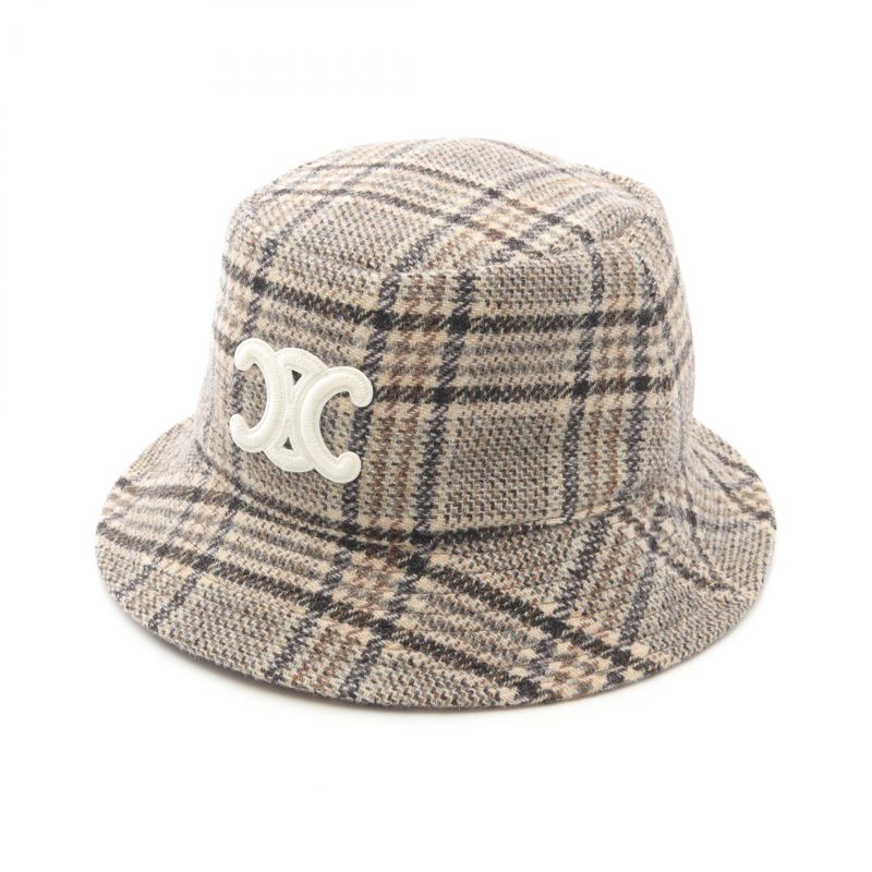 Celine Hat Triomphe Bucket 2aue5471s Beige Wool Bucket Hat Women's Used A