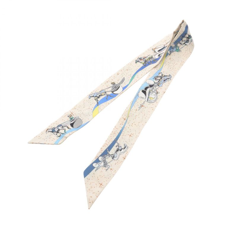 Hermes Scarf Twilly Space DERV Silk Twilly Ladies Used A