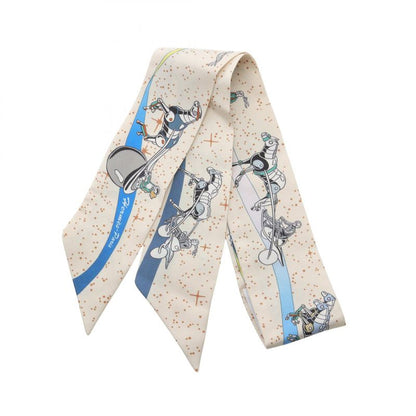 Hermes Scarf Twilly Space DERV Silk Twilly Ladies Used A