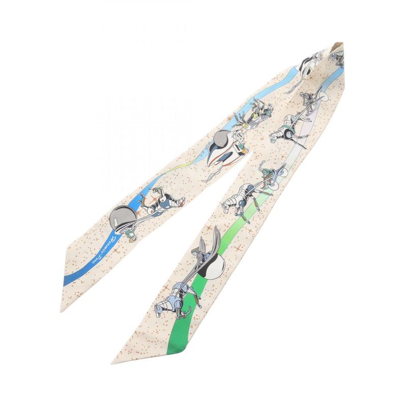 Hermes Scarf Twilly Space DERV Silk Twilly Ladies Used A