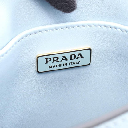 Prada Handbag 1ba333 Light Blue Leather Embossed Logo 2way Shoulder Bag Women's