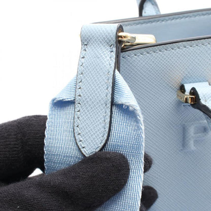 Prada Handbag 1ba333 Light Blue Leather Embossed Logo 2way Shoulder Bag Women's
