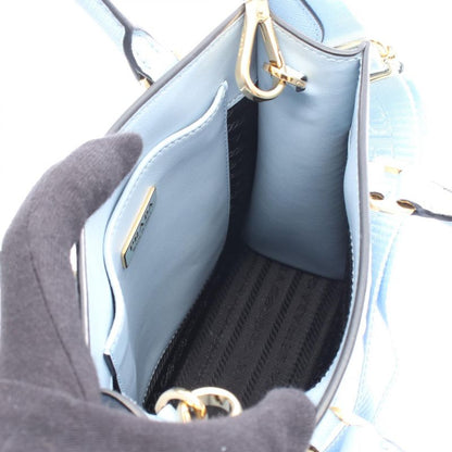 Prada Handbag 1ba333 Light Blue Leather Embossed Logo 2way Shoulder Bag Women's
