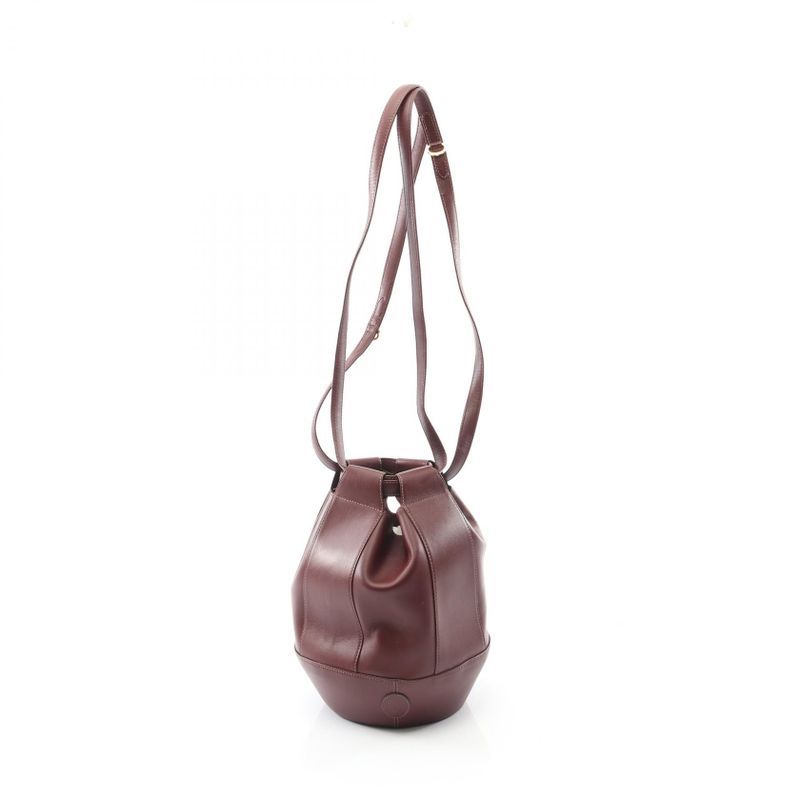 Cartier Shoulder Bag Must Line Bordeaux Leather Must Drawstring Shoulder Bag